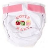Egyptian Comb Cotton Velcro Swimwear- White with Pink
