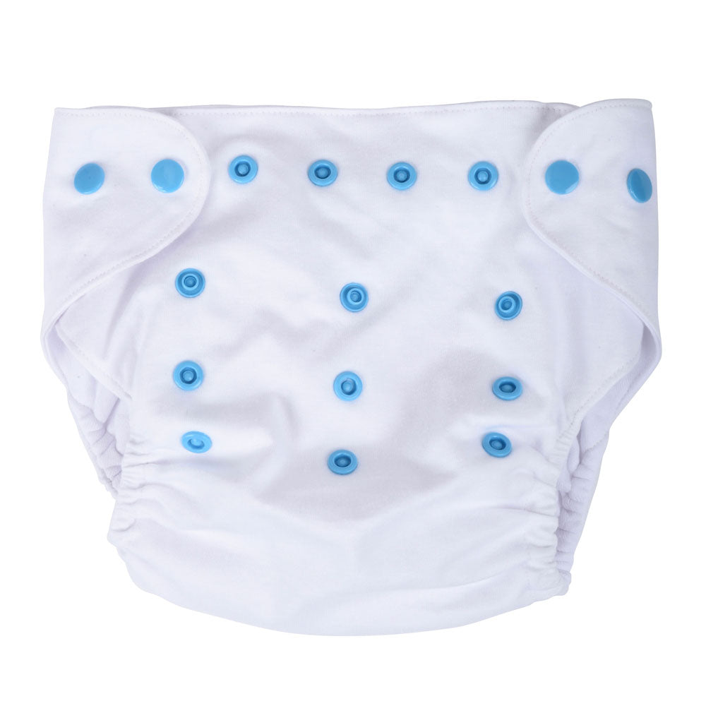 Egyptian Comb Cotton Snap Diapers - White with Blue